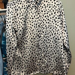 Stylish Polka Dot Satin Blouse